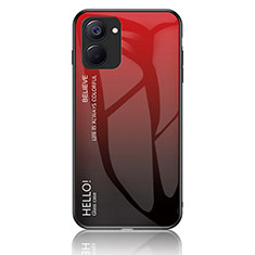 Carcasa Bumper Funda Silicona Espejo Gradiente Arco iris LS1 para Realme V20 5G Rojo