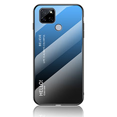 Carcasa Bumper Funda Silicona Espejo Gradiente Arco iris LS1 para Realme V3 5G Azul