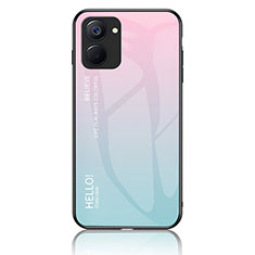 Carcasa Bumper Funda Silicona Espejo Gradiente Arco iris LS1 para Realme V30t 5G Cian