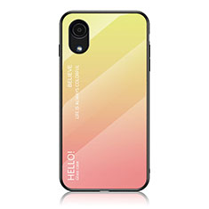 Carcasa Bumper Funda Silicona Espejo Gradiente Arco iris LS1 para Samsung Galaxy A03 Core Amarillo