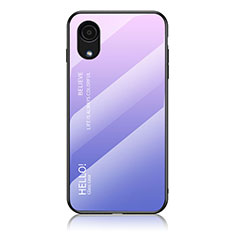 Carcasa Bumper Funda Silicona Espejo Gradiente Arco iris LS1 para Samsung Galaxy A03 Core Purpura Claro