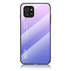 Carcasa Bumper Funda Silicona Espejo Gradiente Arco iris LS1 para Samsung Galaxy A03 Purpura Claro
