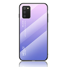 Carcasa Bumper Funda Silicona Espejo Gradiente Arco iris LS1 para Samsung Galaxy A03s Purpura Claro