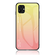 Carcasa Bumper Funda Silicona Espejo Gradiente Arco iris LS1 para Samsung Galaxy A04 4G Amarillo
