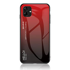 Carcasa Bumper Funda Silicona Espejo Gradiente Arco iris LS1 para Samsung Galaxy A04 4G Rojo