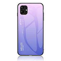 Carcasa Bumper Funda Silicona Espejo Gradiente Arco iris LS1 para Samsung Galaxy A04E Purpura Claro