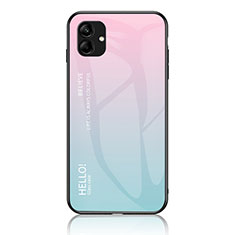 Carcasa Bumper Funda Silicona Espejo Gradiente Arco iris LS1 para Samsung Galaxy A05 Cian