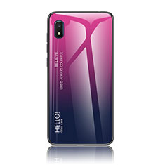 Carcasa Bumper Funda Silicona Espejo Gradiente Arco iris LS1 para Samsung Galaxy A10e Rosa Roja
