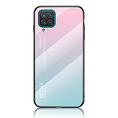 Carcasa Bumper Funda Silicona Espejo Gradiente Arco iris LS1 para Samsung Galaxy A12 5G Cian