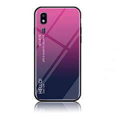 Carcasa Bumper Funda Silicona Espejo Gradiente Arco iris LS1 para Samsung Galaxy A2 Core A260F A260G Rosa Roja