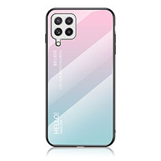 Carcasa Bumper Funda Silicona Espejo Gradiente Arco iris LS1 para Samsung Galaxy A22 4G Cian