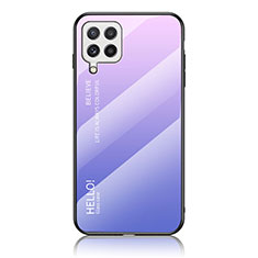 Carcasa Bumper Funda Silicona Espejo Gradiente Arco iris LS1 para Samsung Galaxy A22 4G Purpura Claro