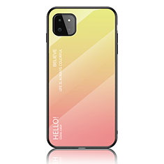 Carcasa Bumper Funda Silicona Espejo Gradiente Arco iris LS1 para Samsung Galaxy A22s 5G Amarillo