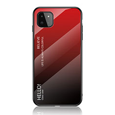 Carcasa Bumper Funda Silicona Espejo Gradiente Arco iris LS1 para Samsung Galaxy A22s 5G Rojo