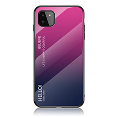 Carcasa Bumper Funda Silicona Espejo Gradiente Arco iris LS1 para Samsung Galaxy A22s 5G Rosa Roja