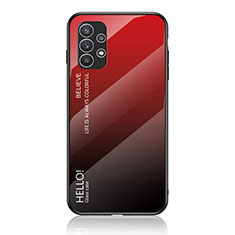 Carcasa Bumper Funda Silicona Espejo Gradiente Arco iris LS1 para Samsung Galaxy A23 4G Rojo