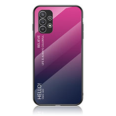 Carcasa Bumper Funda Silicona Espejo Gradiente Arco iris LS1 para Samsung Galaxy A23 4G Rosa Roja