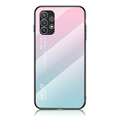 Carcasa Bumper Funda Silicona Espejo Gradiente Arco iris LS1 para Samsung Galaxy A23 5G Cian