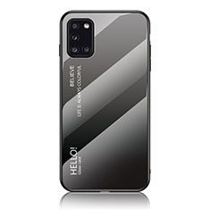 Carcasa Bumper Funda Silicona Espejo Gradiente Arco iris LS1 para Samsung Galaxy A31 Gris Oscuro