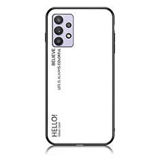 Carcasa Bumper Funda Silicona Espejo Gradiente Arco iris LS1 para Samsung Galaxy A32 4G Blanco