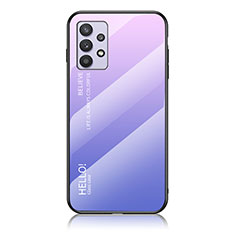 Carcasa Bumper Funda Silicona Espejo Gradiente Arco iris LS1 para Samsung Galaxy A32 4G Purpura Claro