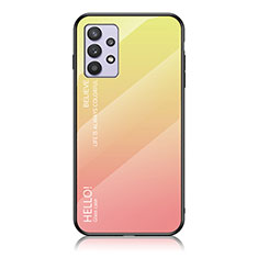 Carcasa Bumper Funda Silicona Espejo Gradiente Arco iris LS1 para Samsung Galaxy A32 5G Amarillo