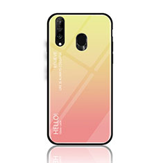 Carcasa Bumper Funda Silicona Espejo Gradiente Arco iris LS1 para Samsung Galaxy A40s Amarillo