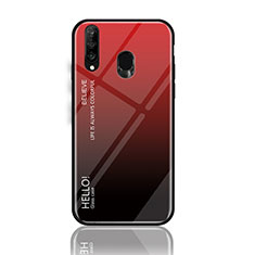 Carcasa Bumper Funda Silicona Espejo Gradiente Arco iris LS1 para Samsung Galaxy A40s Rojo