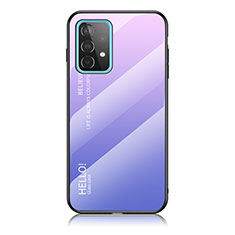 Carcasa Bumper Funda Silicona Espejo Gradiente Arco iris LS1 para Samsung Galaxy A52 4G Purpura Claro