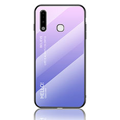 Carcasa Bumper Funda Silicona Espejo Gradiente Arco iris LS1 para Samsung Galaxy A70E Purpura Claro