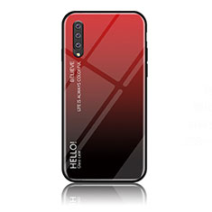 Carcasa Bumper Funda Silicona Espejo Gradiente Arco iris LS1 para Samsung Galaxy A70S Rojo