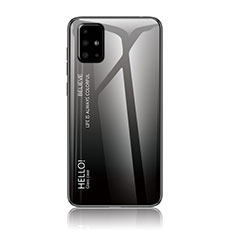 Carcasa Bumper Funda Silicona Espejo Gradiente Arco iris LS1 para Samsung Galaxy A71 5G Gris Oscuro