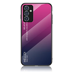 Carcasa Bumper Funda Silicona Espejo Gradiente Arco iris LS1 para Samsung Galaxy A82 5G Rosa Roja