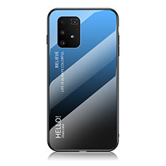 Carcasa Bumper Funda Silicona Espejo Gradiente Arco iris LS1 para Samsung Galaxy A91 Azul