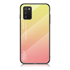 Carcasa Bumper Funda Silicona Espejo Gradiente Arco iris LS1 para Samsung Galaxy F02S SM-E025F Amarillo