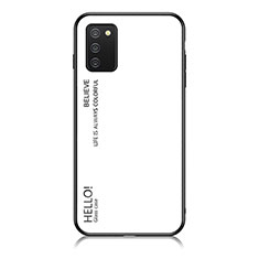 Carcasa Bumper Funda Silicona Espejo Gradiente Arco iris LS1 para Samsung Galaxy F02S SM-E025F Blanco