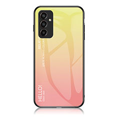 Carcasa Bumper Funda Silicona Espejo Gradiente Arco iris LS1 para Samsung Galaxy F13 4G Amarillo