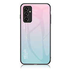 Carcasa Bumper Funda Silicona Espejo Gradiente Arco iris LS1 para Samsung Galaxy F13 4G Cian