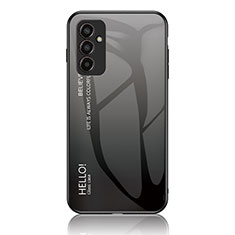 Carcasa Bumper Funda Silicona Espejo Gradiente Arco iris LS1 para Samsung Galaxy F13 4G Gris Oscuro