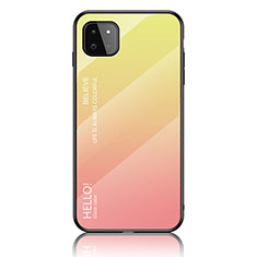 Carcasa Bumper Funda Silicona Espejo Gradiente Arco iris LS1 para Samsung Galaxy F42 5G Amarillo
