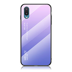 Carcasa Bumper Funda Silicona Espejo Gradiente Arco iris LS1 para Samsung Galaxy M02 Purpura Claro