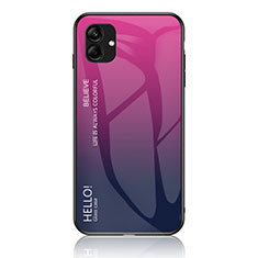 Carcasa Bumper Funda Silicona Espejo Gradiente Arco iris LS1 para Samsung Galaxy M04 Rosa Roja