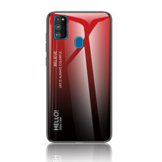 Carcasa Bumper Funda Silicona Espejo Gradiente Arco iris LS1 para Samsung Galaxy M21 Rojo