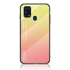 Carcasa Bumper Funda Silicona Espejo Gradiente Arco iris LS1 para Samsung Galaxy M21s Amarillo