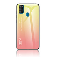 Carcasa Bumper Funda Silicona Espejo Gradiente Arco iris LS1 para Samsung Galaxy M30s Amarillo