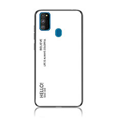 Carcasa Bumper Funda Silicona Espejo Gradiente Arco iris LS1 para Samsung Galaxy M30s Blanco