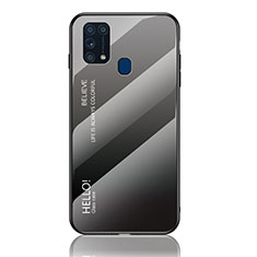 Carcasa Bumper Funda Silicona Espejo Gradiente Arco iris LS1 para Samsung Galaxy M31 Gris Oscuro