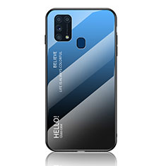 Carcasa Bumper Funda Silicona Espejo Gradiente Arco iris LS1 para Samsung Galaxy M31 Prime Edition Azul