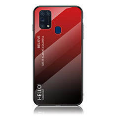 Carcasa Bumper Funda Silicona Espejo Gradiente Arco iris LS1 para Samsung Galaxy M31 Prime Edition Rojo