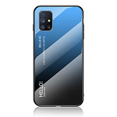 Carcasa Bumper Funda Silicona Espejo Gradiente Arco iris LS1 para Samsung Galaxy M31s Azul
